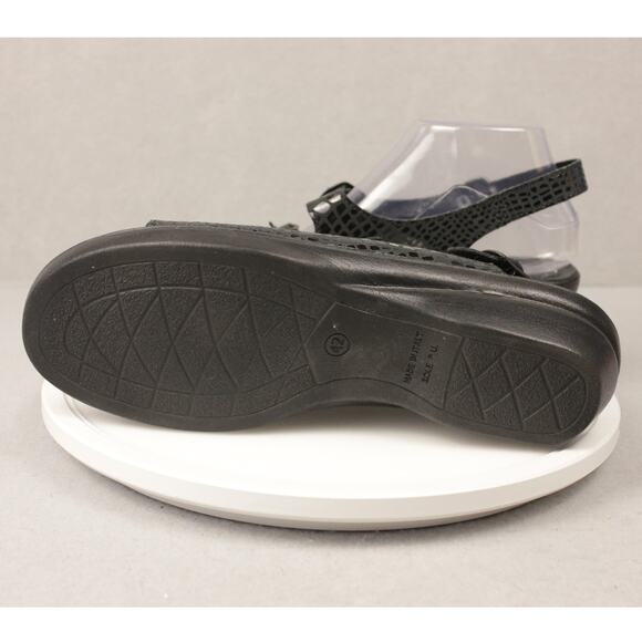 FLEXUS Sandals Comfort Italy Made Genuine Black Leather Anti-Shock Sz Women's 42 - Picture 6 of 12